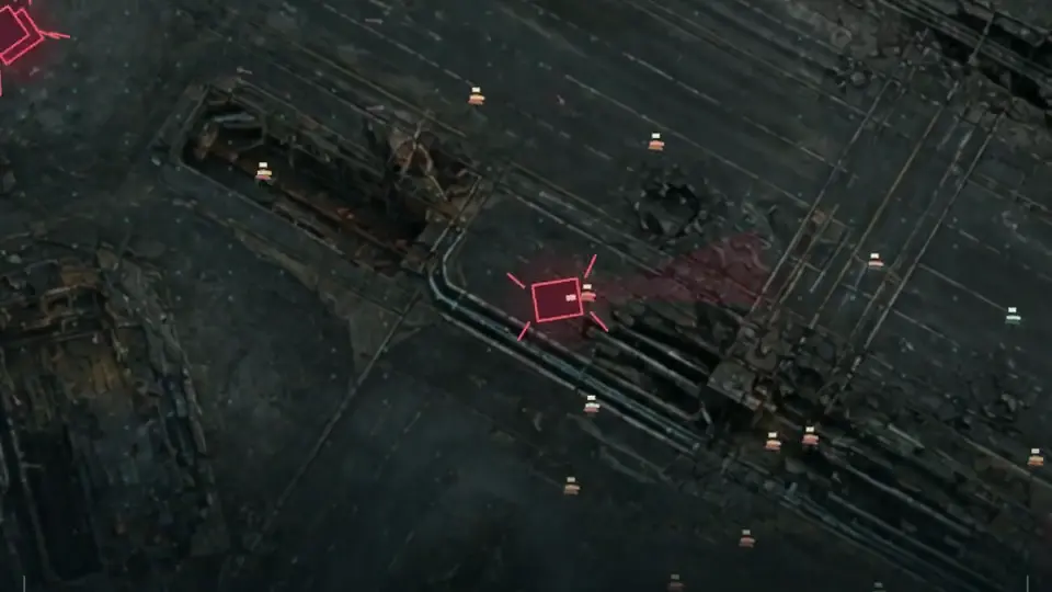 Overhead industrial district artwork from TERMINUS II